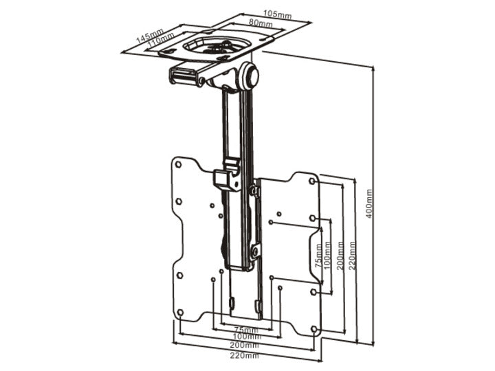 Multibrackets Flip Down – Wandhalterung, schwenkbar, bis 37", bis 20 kg, schwarz