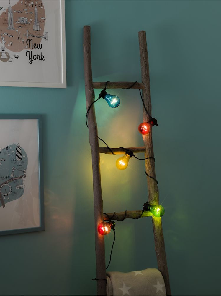 Konstsmide Lichterkette – 2 m – Mehrfarbig – Netzbetrieb – Dimmbar, Timer 6 h – Schwarz – Kunststoff