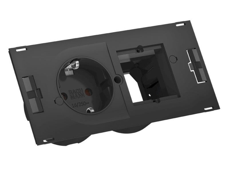 Bachmann DUE Einbausteckdosenleiste, 1×T13, Einbau, Eingang GST18, 0,2 m – Schwarz
