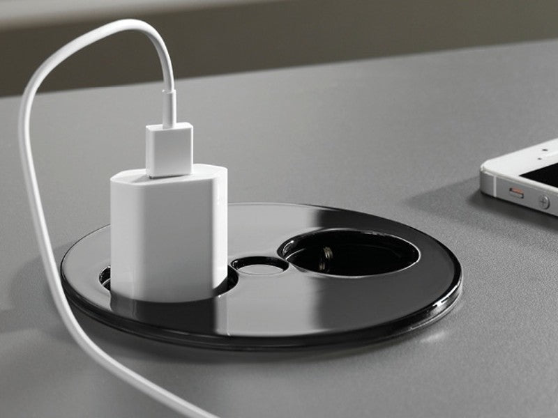Bachmann TWIST Einbau-Anschlussfeld 2× Schutzkontakt – 2 m Kabel, Schutzkontakt-Montagestecker, schwarz