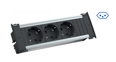 Bachmann KAPSA S Steckdoseneinheit – 3×T13, 2 m, Tisch/Einbau