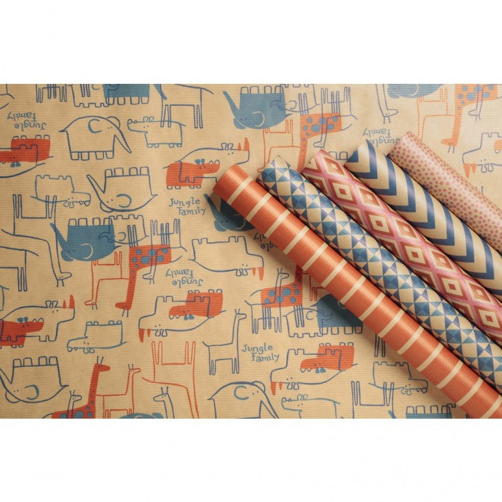 Clairefontaine Geschenkpapier Motive sortiert Kraftpapier – 70 cm × 2,0 m – 60 g/m²