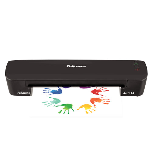 Fellowes Arc Laminiergerät A4 – Heisslaminator, bis 80 µm, 2 Rollen, 300 mm/min, schwarz