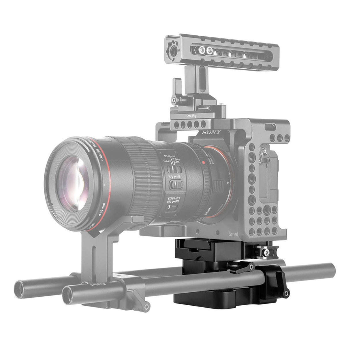 SmallRig 2092 Montageplatte – für Sony A6000, A6300, A6500 usw. – Aluminium, Schwarz – 126 × 87 × 112 mm
