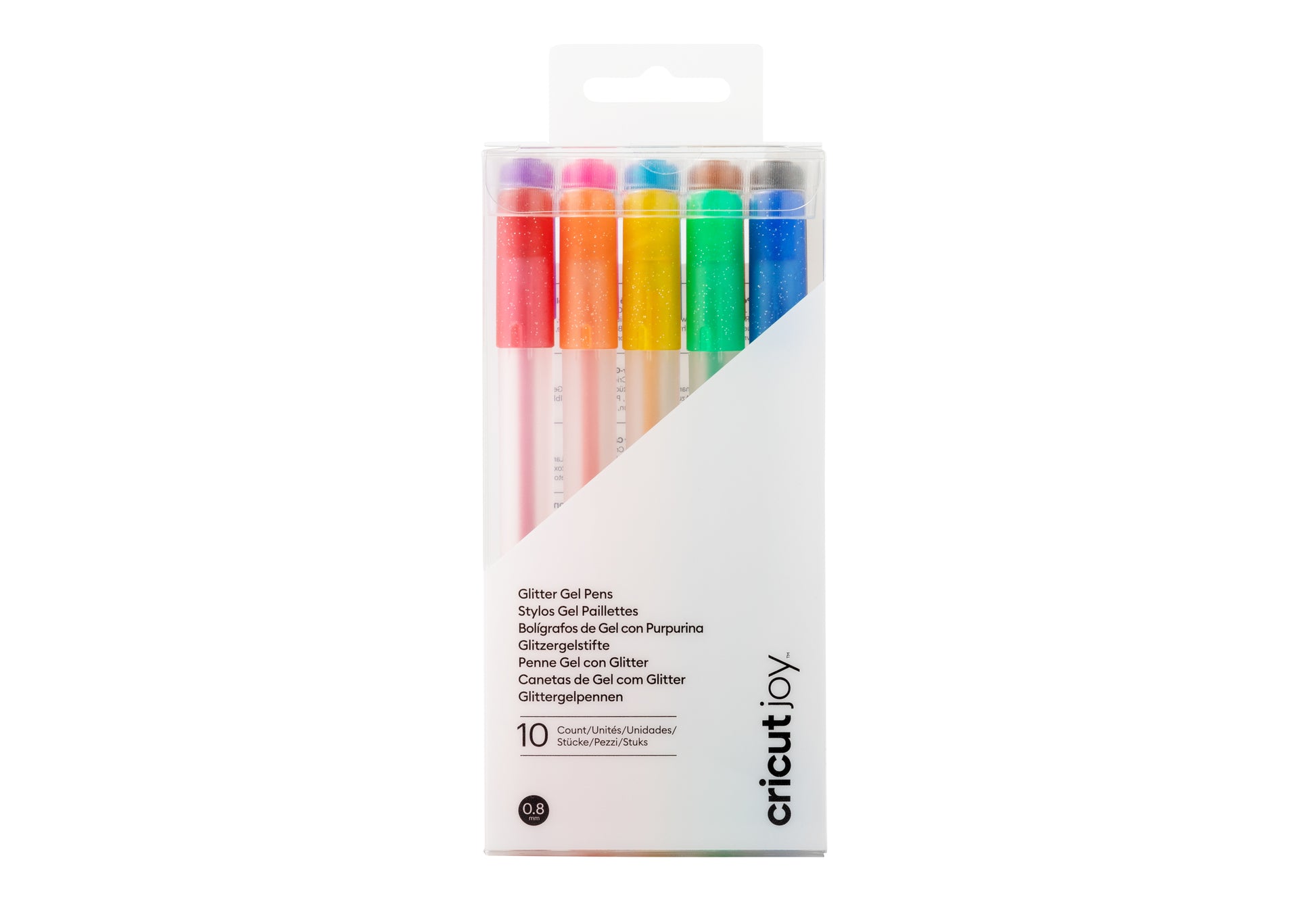 Cricut Glitzer-Gelschreiber 10er Etui – 10 Farben, 0,8 mm – für Cricut Joy