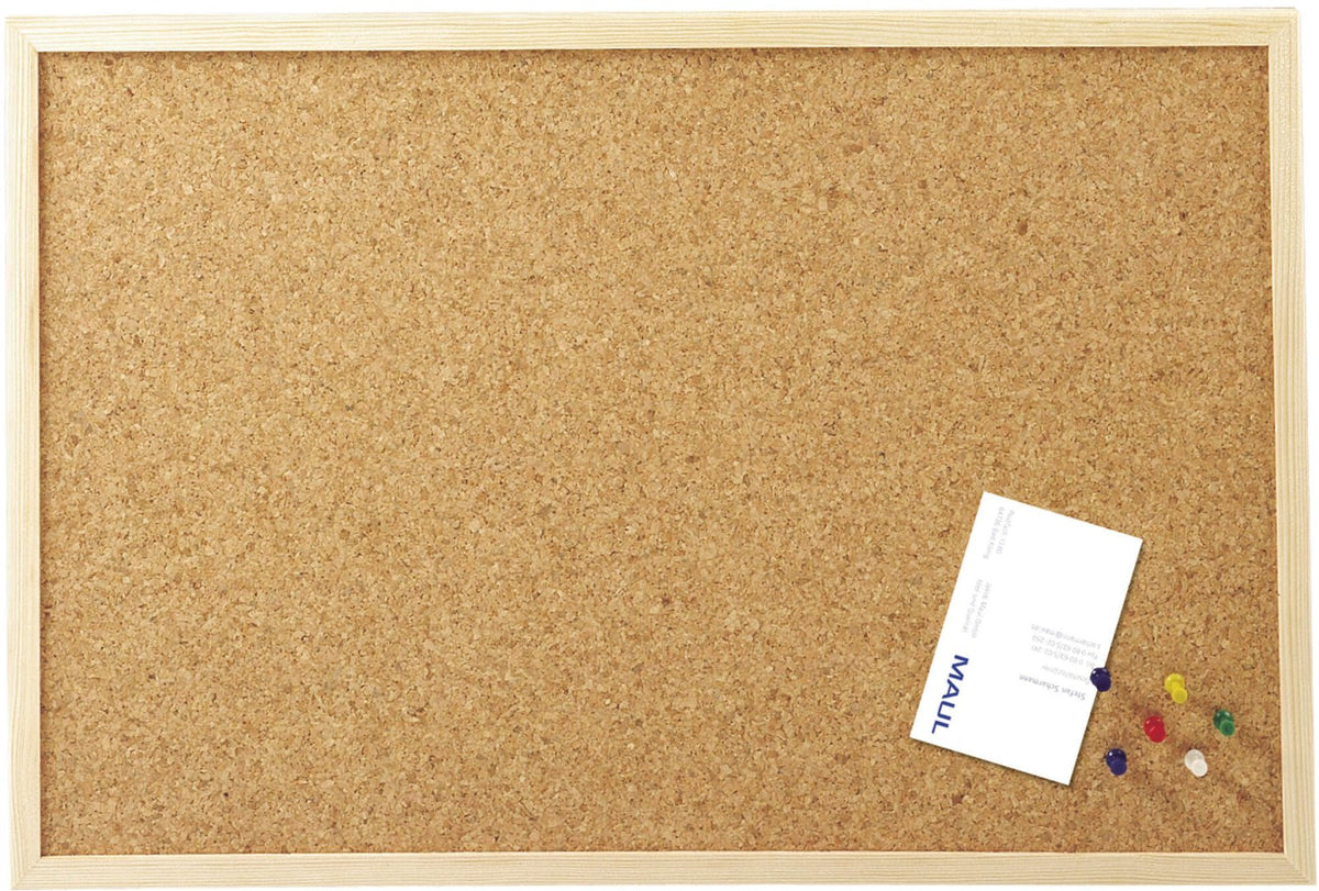 MAUL Korktafel – 60 × 40 cm, 1 Stk. – braun, Holzrahmen