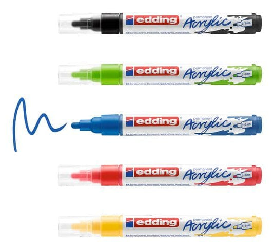 Edding Acrylmarker für Glas – mehrfarbig, 5er Set