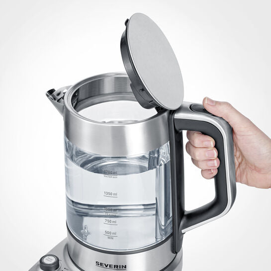 Severin Wasserkocher WK 3422 – Temperaturwahl (12 Stufen), Warmhalten (60 min), 3000 W, 360°-Sockel