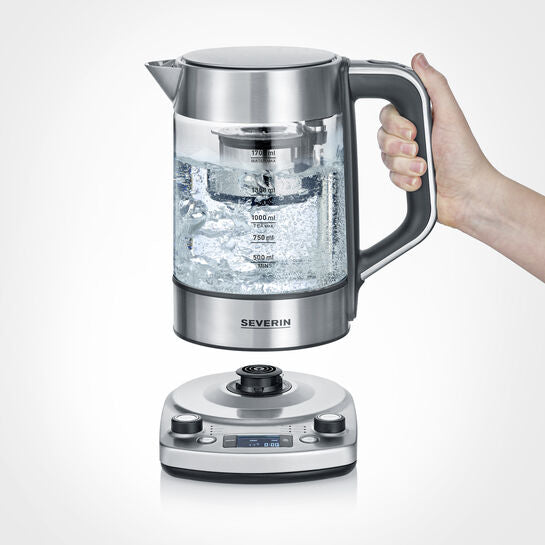 Severin Wasserkocher WK 3422 – Temperaturwahl (12 Stufen), Warmhalten (60 min), 3000 W, 360°-Sockel