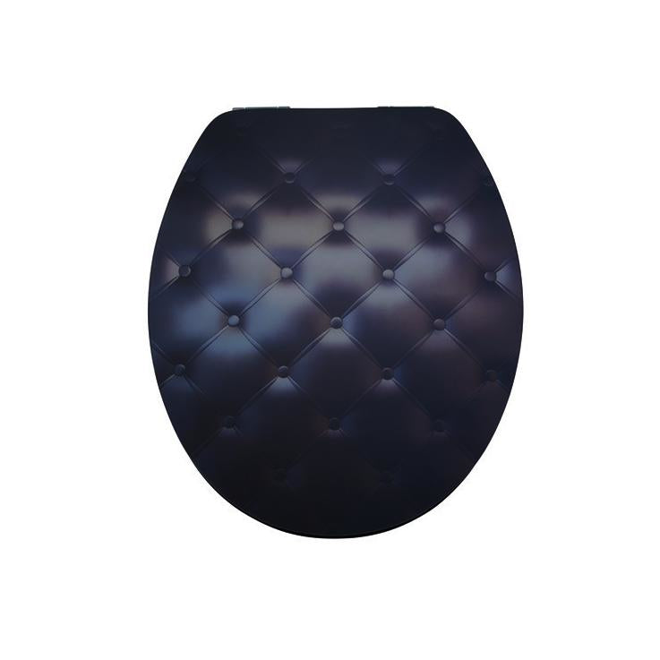 Diaqua WC-Sitz – MDF, schwarz, rund, mit Deckel, 37,8 × 44,6 × 44,6 cm
