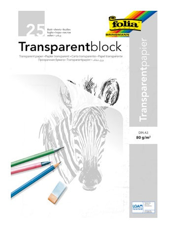 Folia Transparentpapier Block – A3, 80 g/m², 25 Blatt