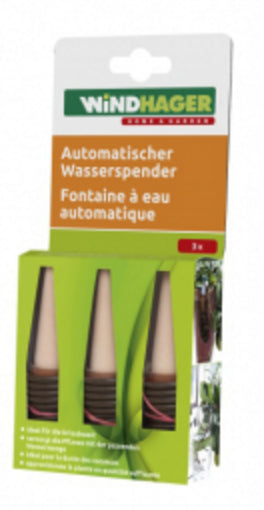 Windhager Automatischer Wasserspender – Ø 3 mm, H 110 mm, beige, schwarz, für Urlaubsbewässerung, 3 Stk.