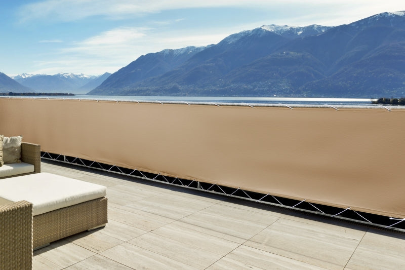 Windhager Balkonbespannung Malta – 90 × 500 cm, Polyester, grau/silber, mit Ösen, UV-beständig, für Balkon