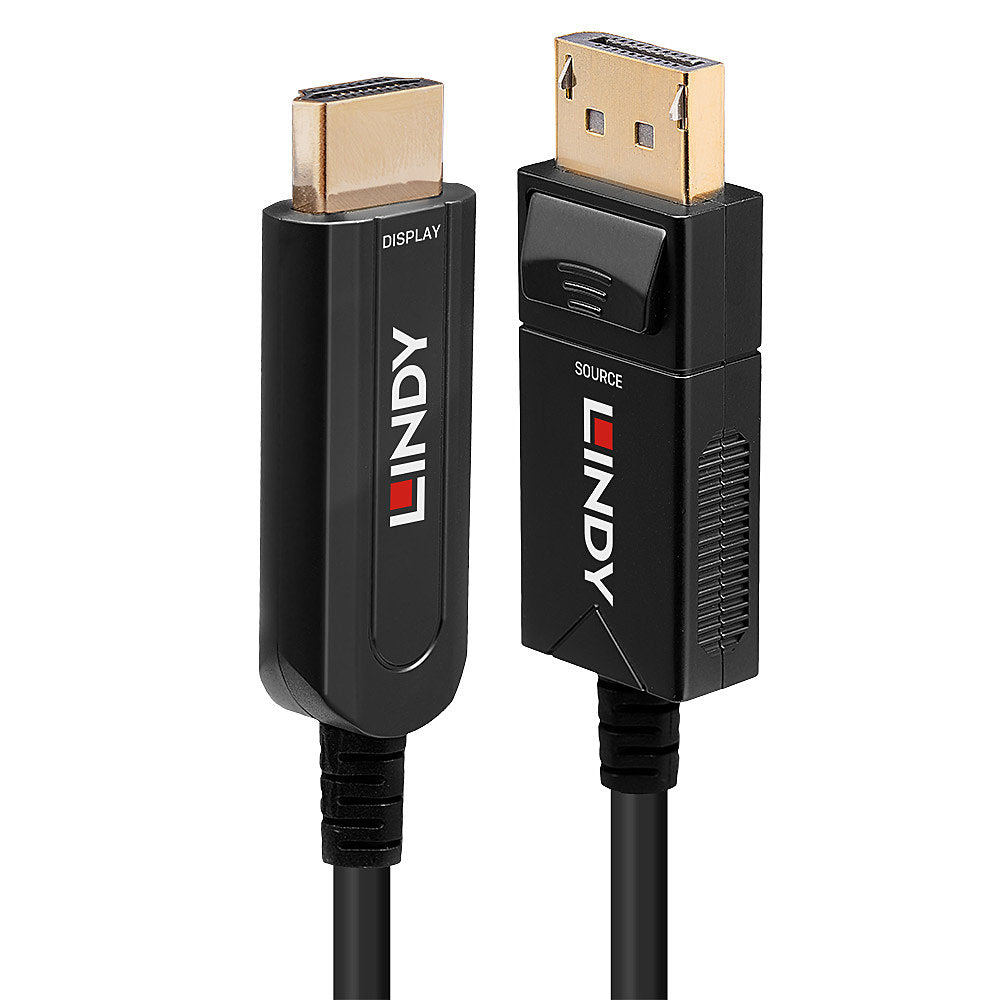 Lindy DisplayPort auf HDMI Adapter, DP 1.2, HDMI 18G, 40 m, Faseroptisch
