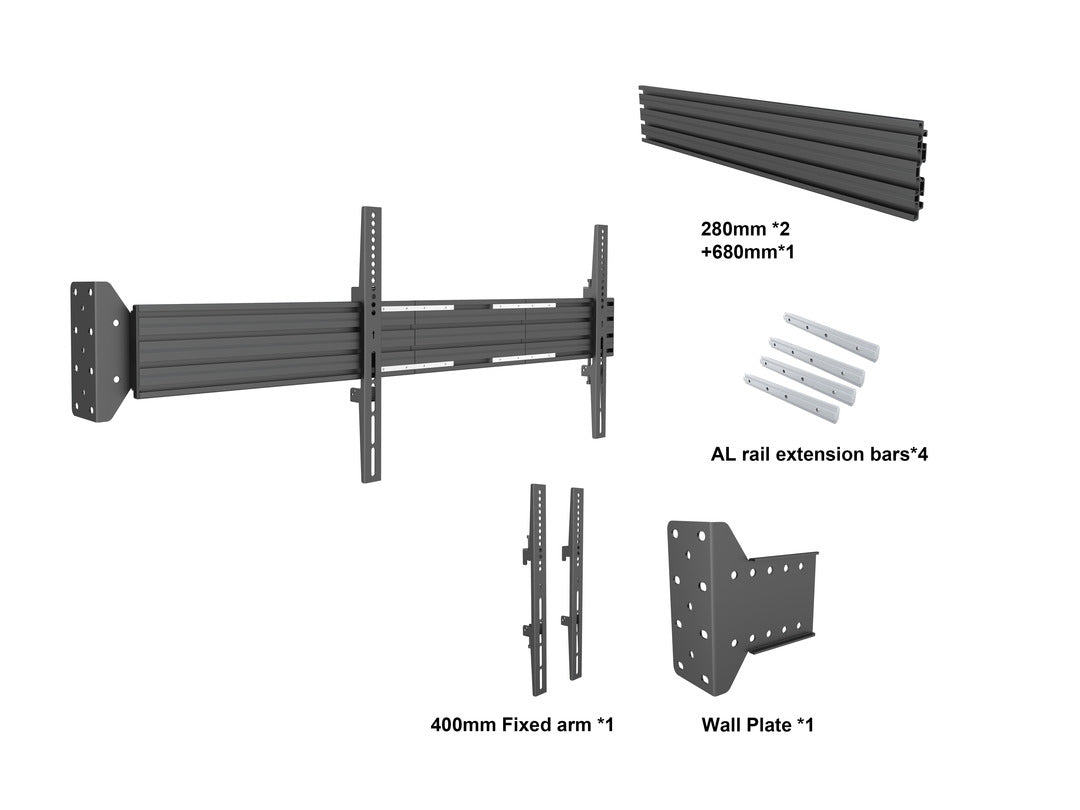 Multibrackets Pro MBFW1U – Wandhalterung, fix, für 55", VESA 600×400, bis 30 kg, schwarz