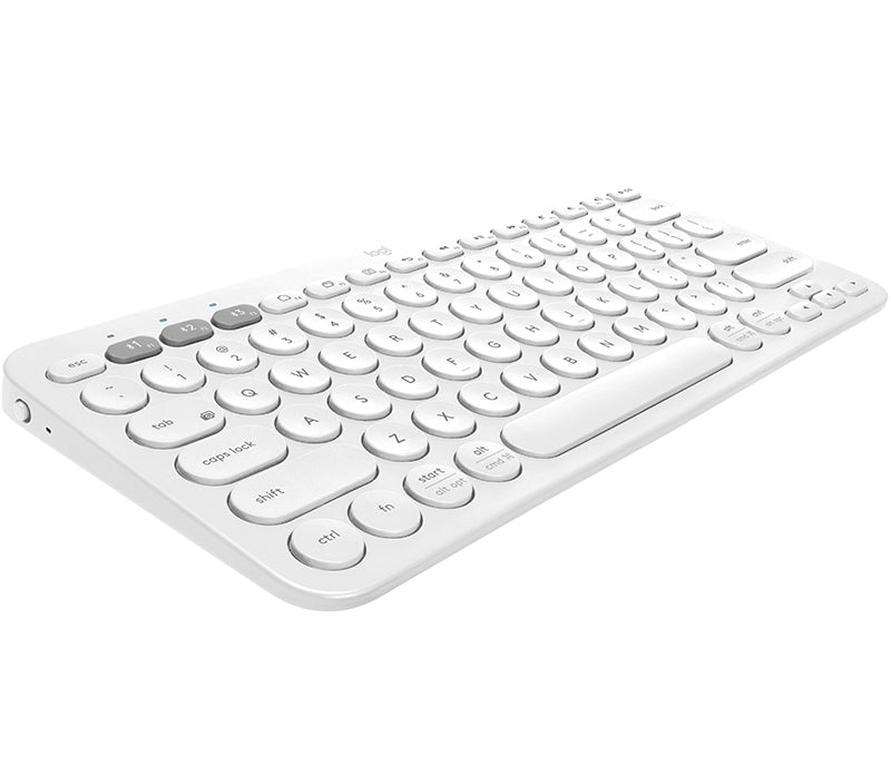 Logitech K380 Multi-Device – Tastatur – Mini – Bluetooth – AZERTY (FR) – ohne Ziffernblock – Weiss