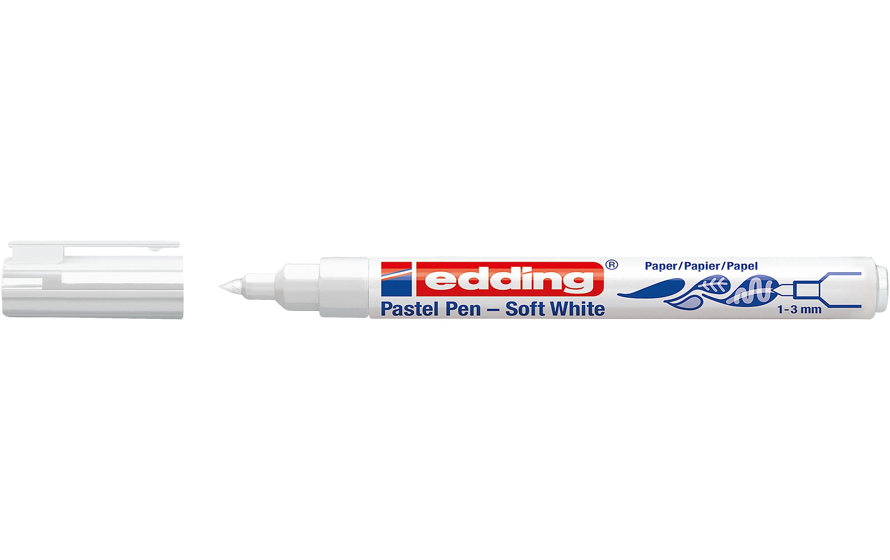 Edding Pastel Pen 1500 Filzstift – Feine Spitze, 3 mm, Weiss, 10er Set