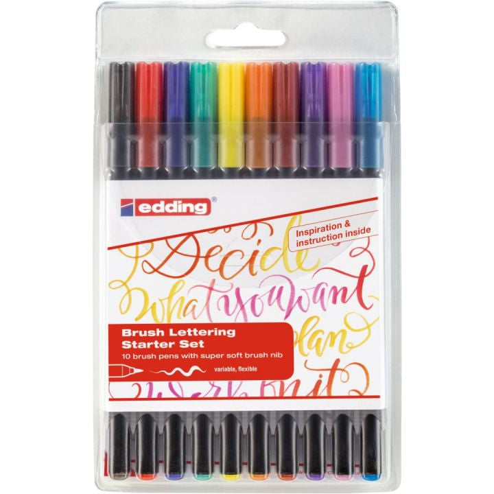 Edding Filzstifte Brushpen Zendoodle 1340, Strichbreite 1–3 mm, wasserfest, 10 Farben