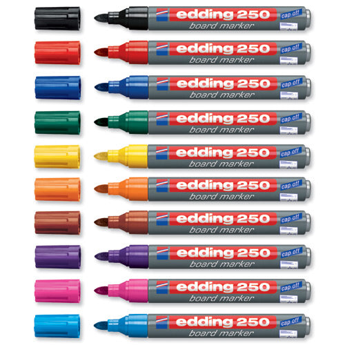 Edding Whiteboard-Marker 250 – Rundspitze 1,5-3 mm – Grün – Trocken abwischbar