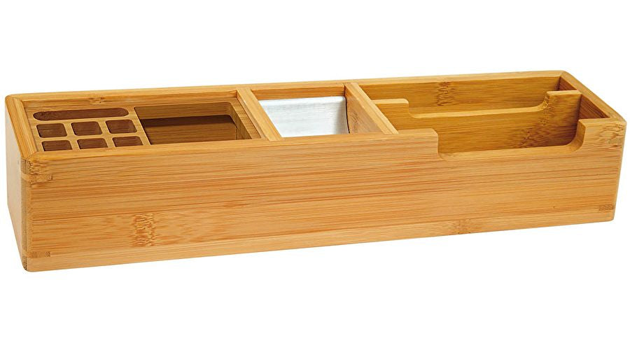 Wedo Bambus-Serie Stifteköcher – 11 Fächer, natur, Bambus, B 318 × H 60 × T 68 mm