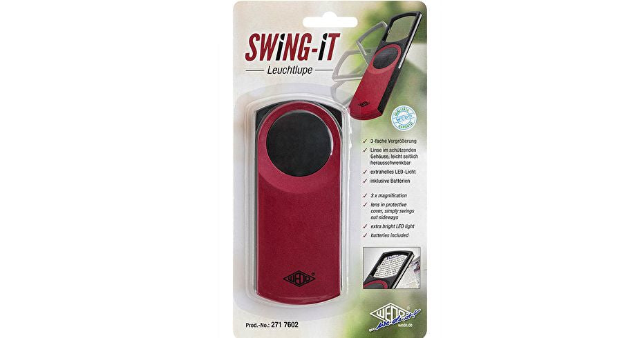Wedo Leuchtlupe Swing-It – 3×, 48×38 mm, rot