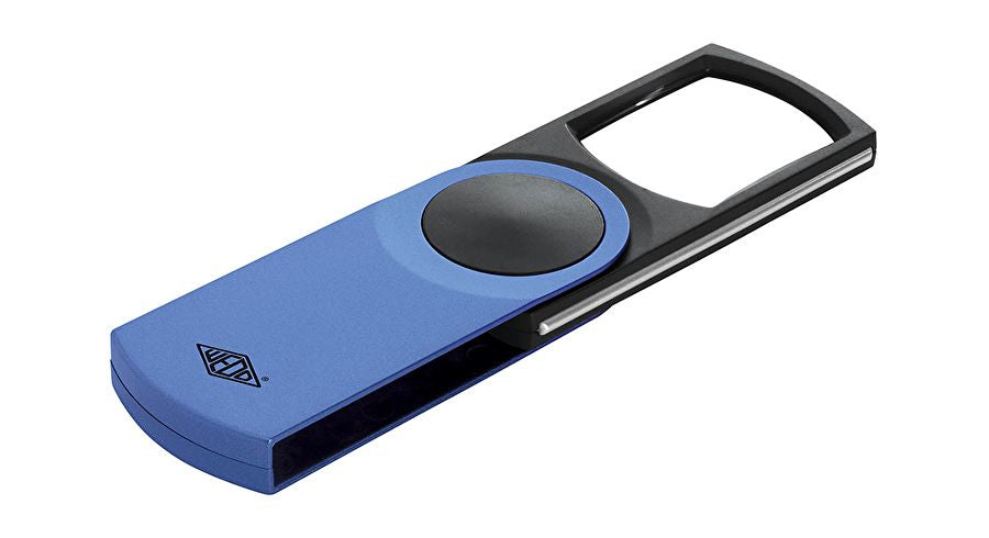 Wedo Leuchtlupe Swing-It – 3×, 48×38 mm, 2×CR2016, blau