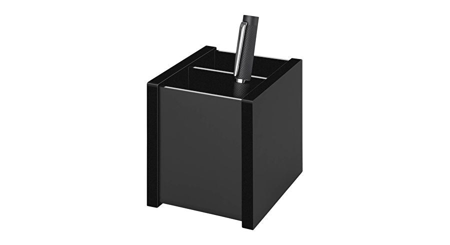 Wedo Stifteköcher – 2 Fächer, schwarz, Kunststoff, B 83 × H 100 × T 96 mm