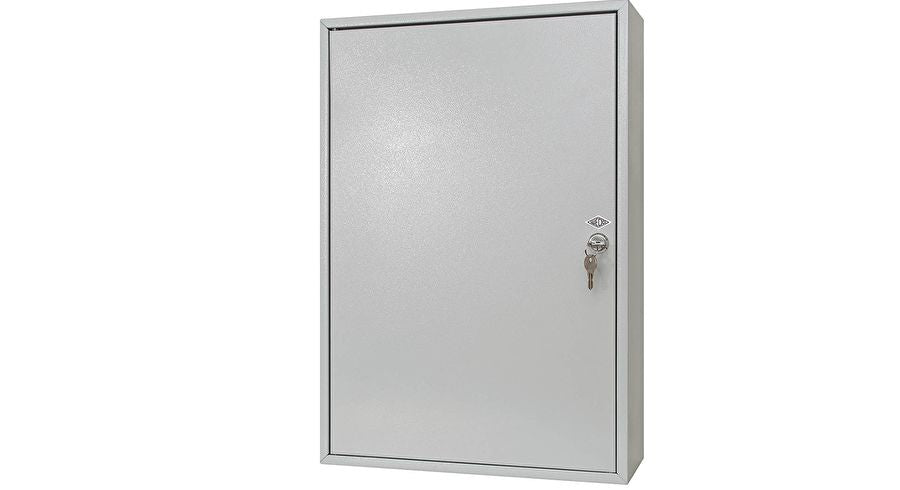 Wedo Schlüsselkasten 102 65037X, für 150 Schlüssel, Zylinderschloss, Stahl, grau – B 380 × H 550 × T 140 mm