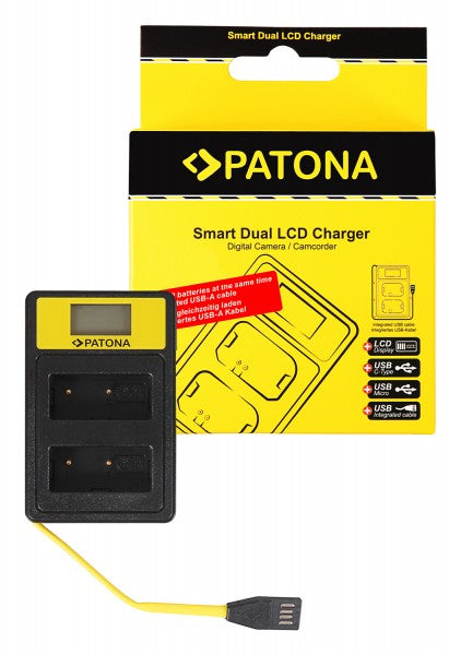 PATONA Ladegerät 141645 – USB, 2fach, schwarz – für Fujifilm HS30 EXR, HS33 EXR, X100F und andere