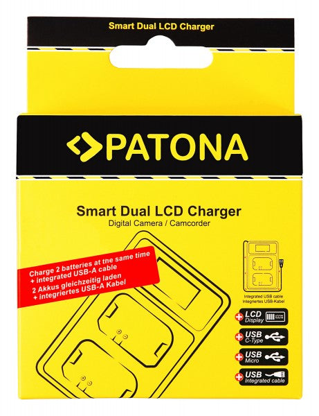 PATONA Ladegerät 141655 – 85 × 55 mm, USB, 8,4 V, 0,6 A, 2-fach – für Panasonic DC-TX2, DMC-GF5, DMC-GF6