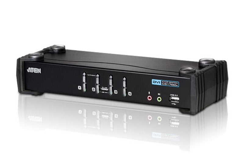 ATEN CS1764A – KVM-Switch 4×1, DVI-I/USB 2.0/Audio, 1920 × 1200 (WUXGA), HDCP, für Windows, Linux, Mac und andere