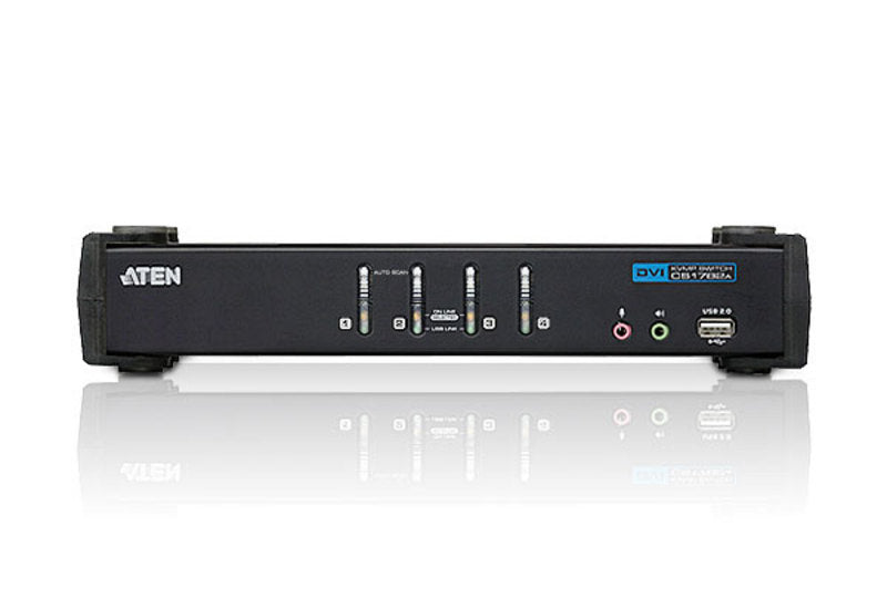 ATEN CS1764A – KVM-Switch 4×1, DVI-I/USB 2.0/Audio, 1920 × 1200 (WUXGA), HDCP, für Windows, Linux, Mac und andere