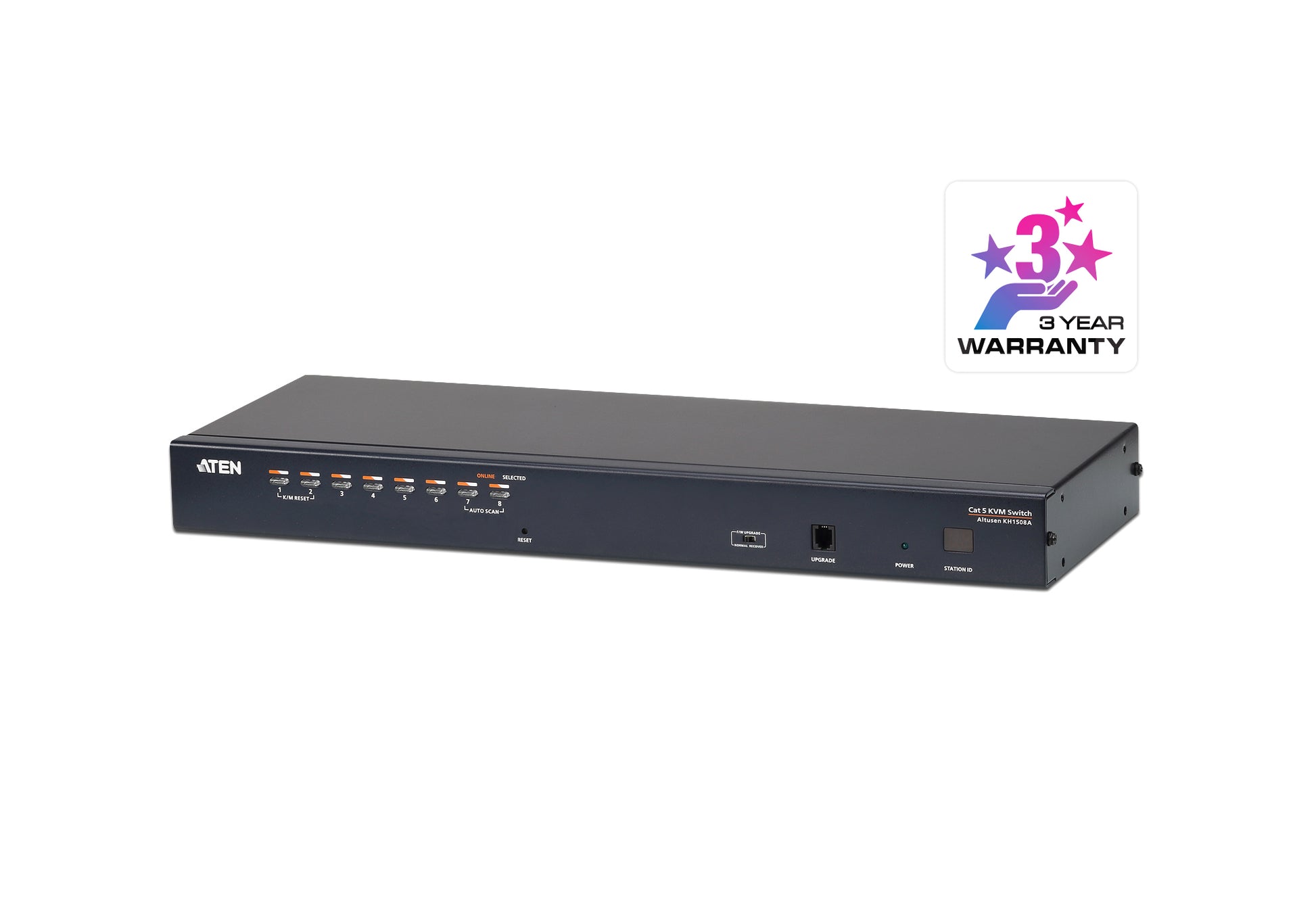 ATEN KH1508A – KVM-Switch, VGA/USB 2.0/PS/2/RJ-45, 1920 × 1200, OSD, Rackeinbau