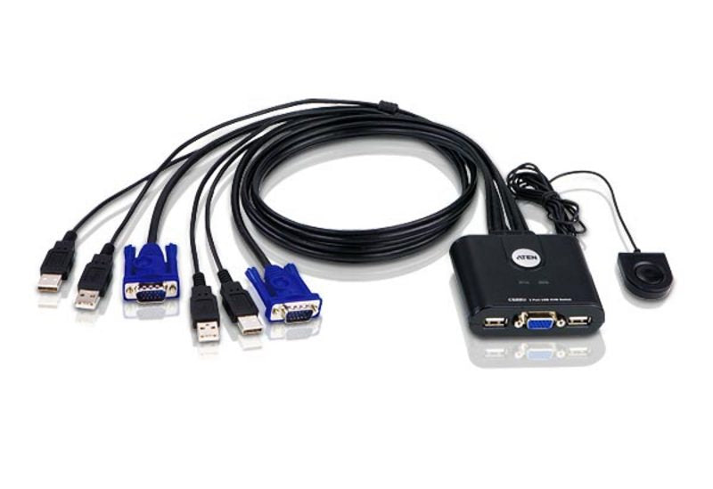 ATEN CS22U – 2-Port VGA KVM-Switch – 2048 × 1536, USB 2.0-Hub, Desktop