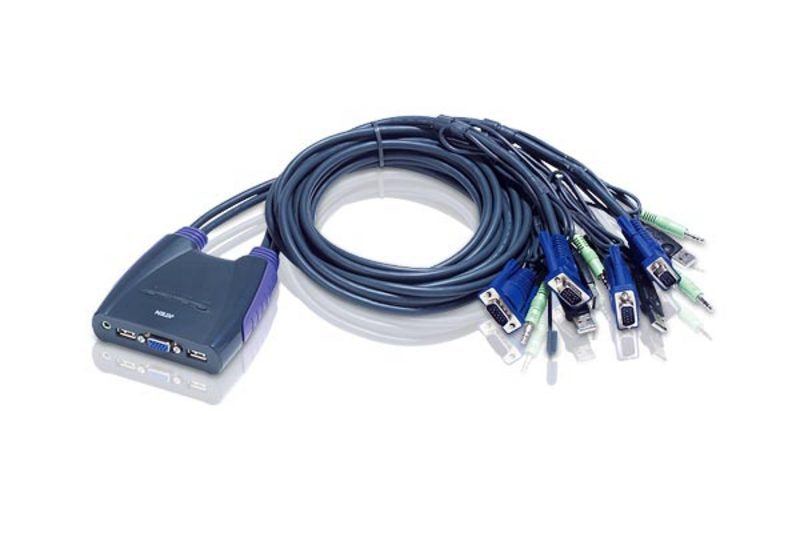 ATEN CS64US – 4-Port VGA KVM-Switch – 2048 × 1536, USB 2.0-Hub, Audio, Desktop