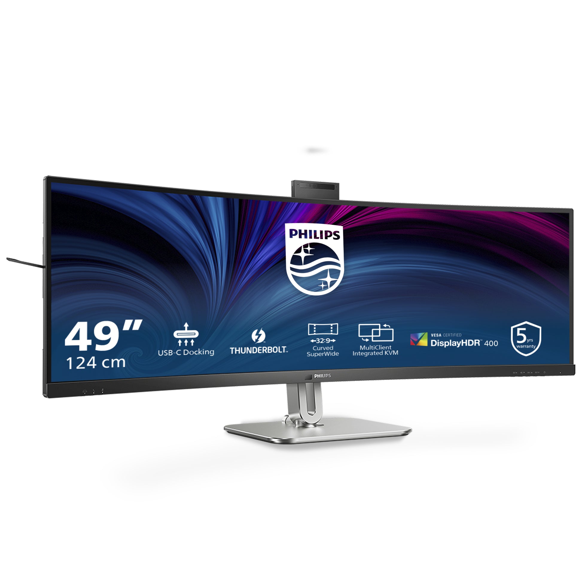 Philips 49B2U6903CH/00 – 49" Curved, 5120 × 1440 (DQHD), VA, 100 Hz, USB‑C 100 W, Thunderbolt 4, Webcam