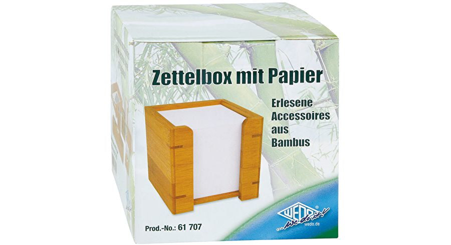 Wedo Zettelbox – 900 Blatt, 90 × 90 mm, Bambus, Holz, 103 × 103 × 105 mm
