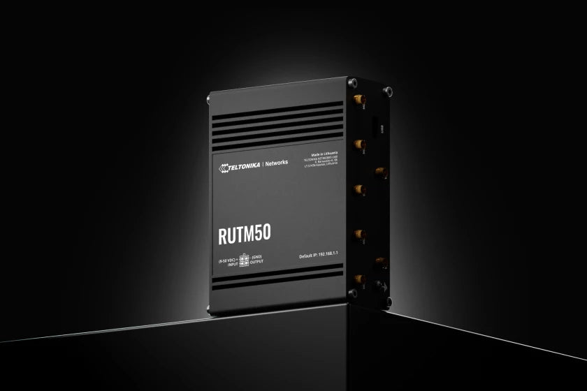 Teltonika Networks RUTM50 – 5G Router, Wi‑Fi 5, Dual‑Band (2,4/5 GHz), 867 Mbit/s, 5× GbE, Dual‑SIM, Schwarz