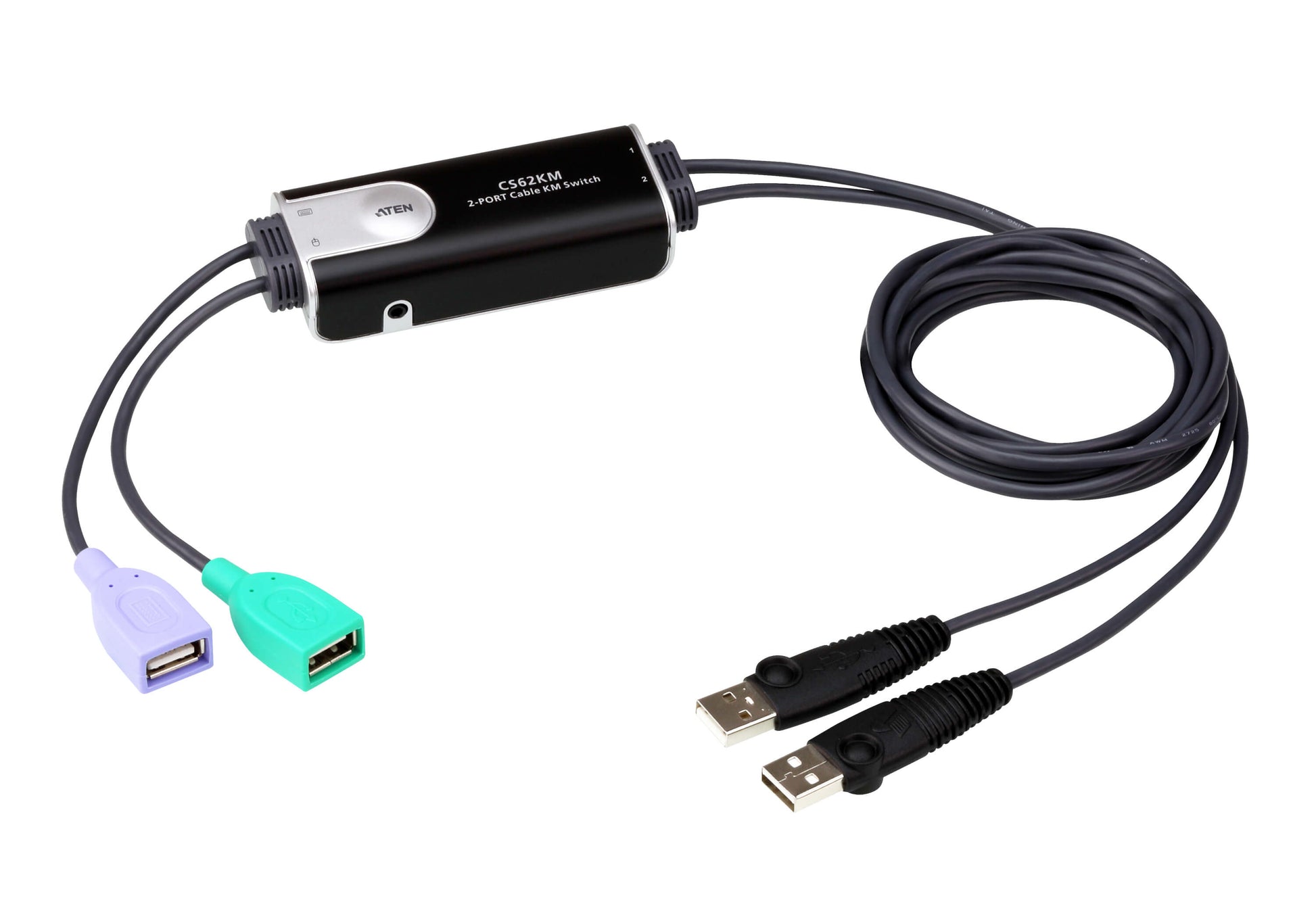 ATEN CS62KM – 2-Port KVM-Switch (lokal) – USB 2.0-Hub, Desktop