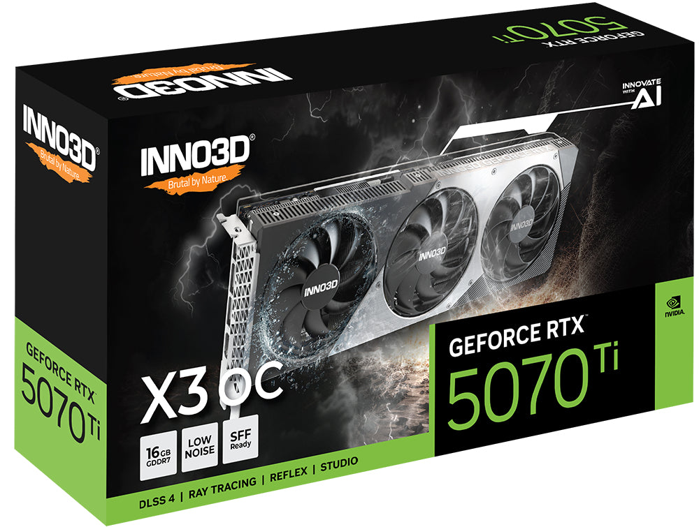 Inno3D GeForce RTX 5070 Ti X3 OC – PCIe Grafikkarte – 16 GB GDDR7, PCIe 5.0, 3×DP 2.1b, 1×HDMI 2.1b