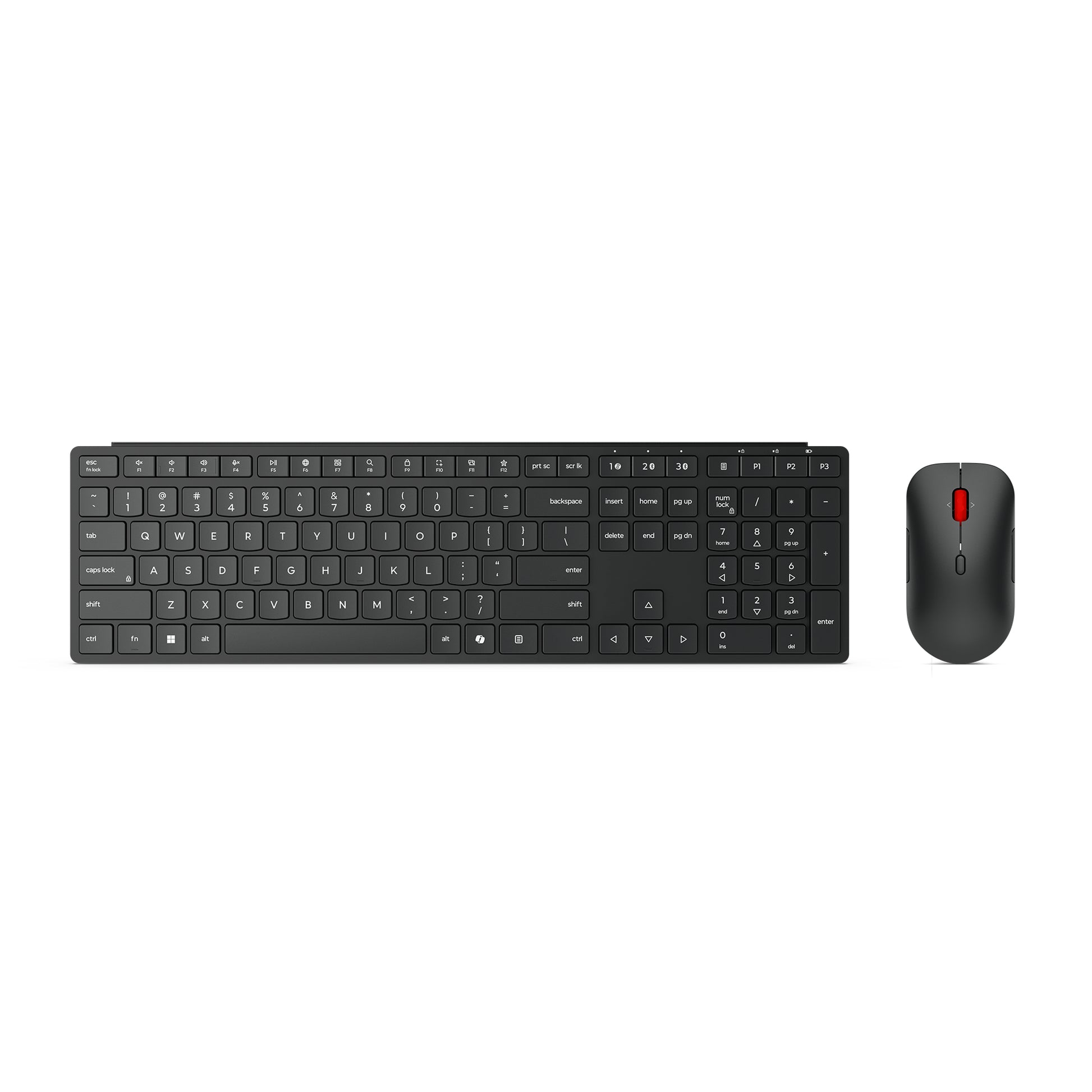 Lenovo Tastatur- und Maus-Set – Bluetooth & 2,4 GHz (USB-A Empfänger) – AZERTY (BE) – Schwarz