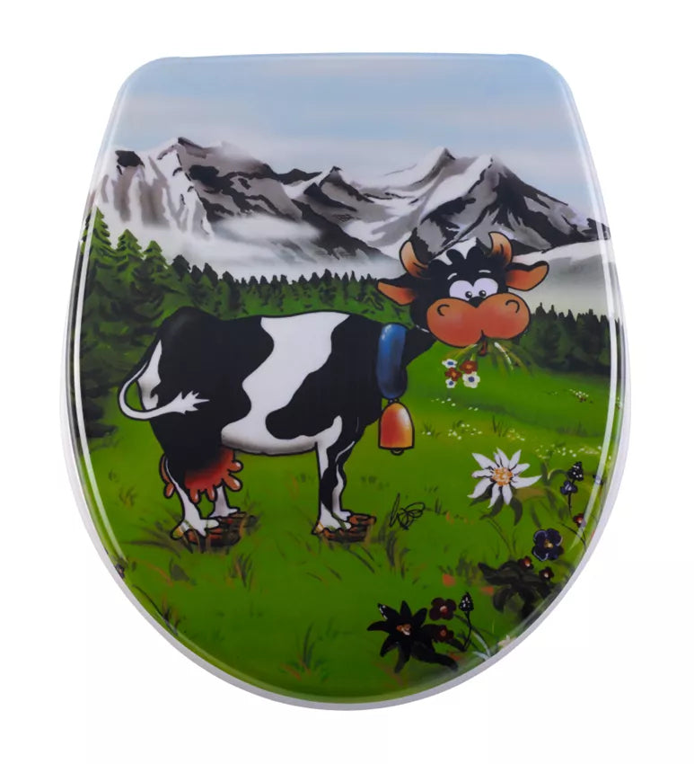 Diaqua WC-Sitz – Duroplast, verlängert, mehrfarbig, mit Deckel, 36,5 × 45 cm