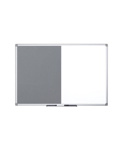 Bi-Office Pinnwand – Filz, magnetisch, Alurahmen – 120 × 90 cm, grau