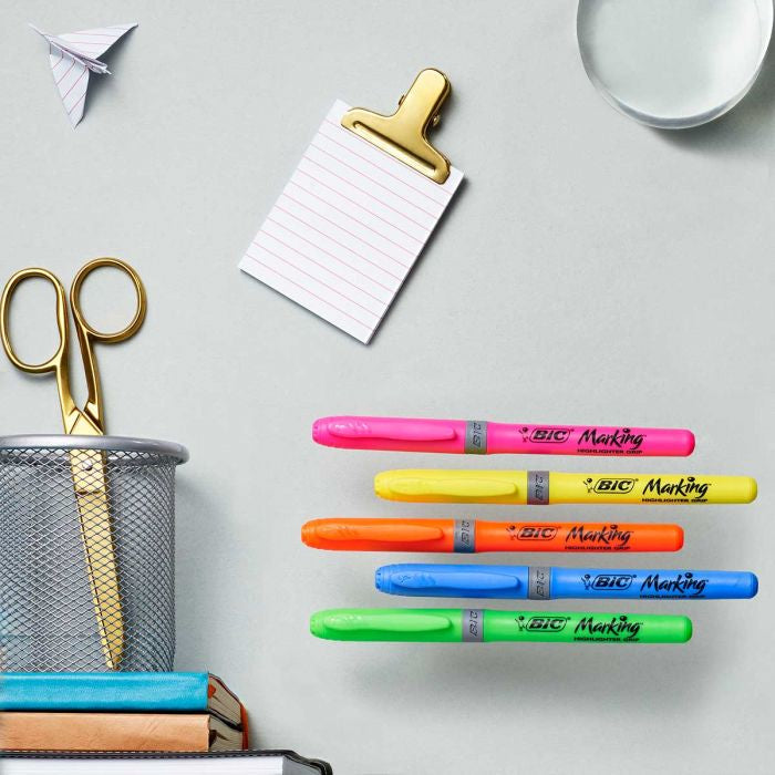 BIC Textmarker – 15er Set, Farben: Pastellblau/Pastellgrün/Pastellorange …, Keilspitze 1,5–3 mm