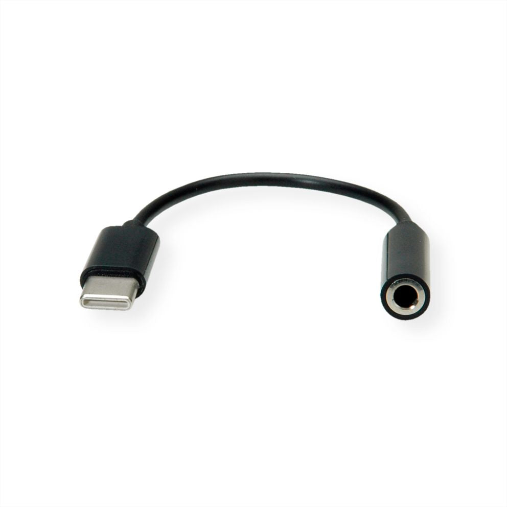 VALUE Audio-Adapter 3,5 mm (Buchse) zu USB (Stecker) – 0,13 m, Schwarz
