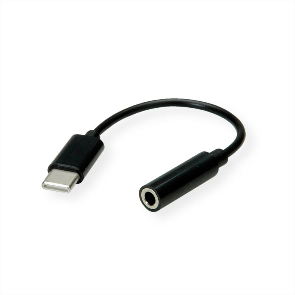 VALUE Audio-Adapter 3,5 mm (Buchse) zu USB (Stecker) – 0,13 m, Schwarz