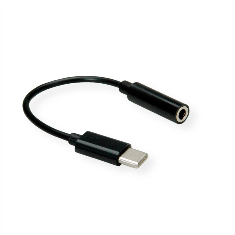 VALUE Audio-Adapter 3,5 mm (Buchse) zu USB (Stecker) – 0,13 m, Schwarz