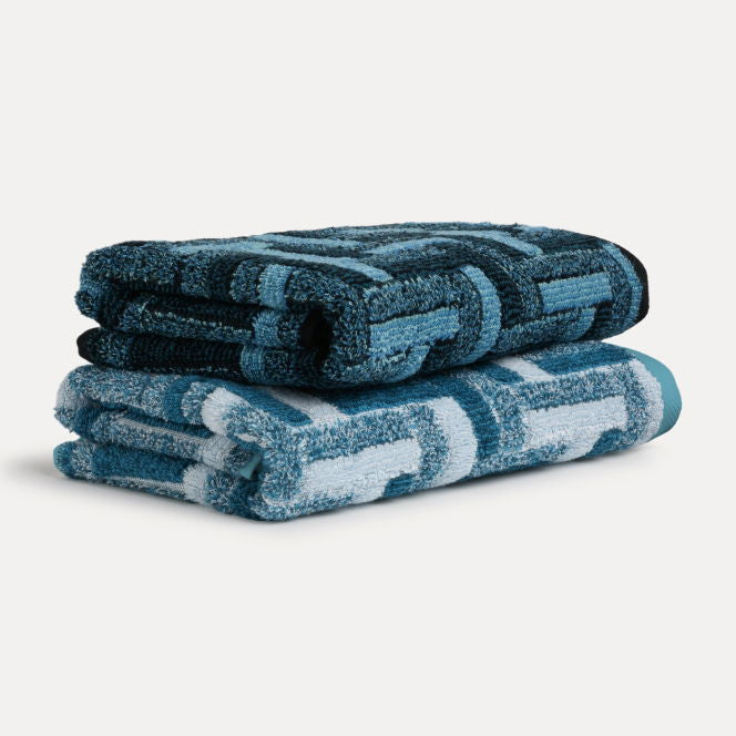 Möve Duschtuch Tide Tiles – 67 × 140 cm, Dunkelblau, 100% Baumwolle, 520 g/m²