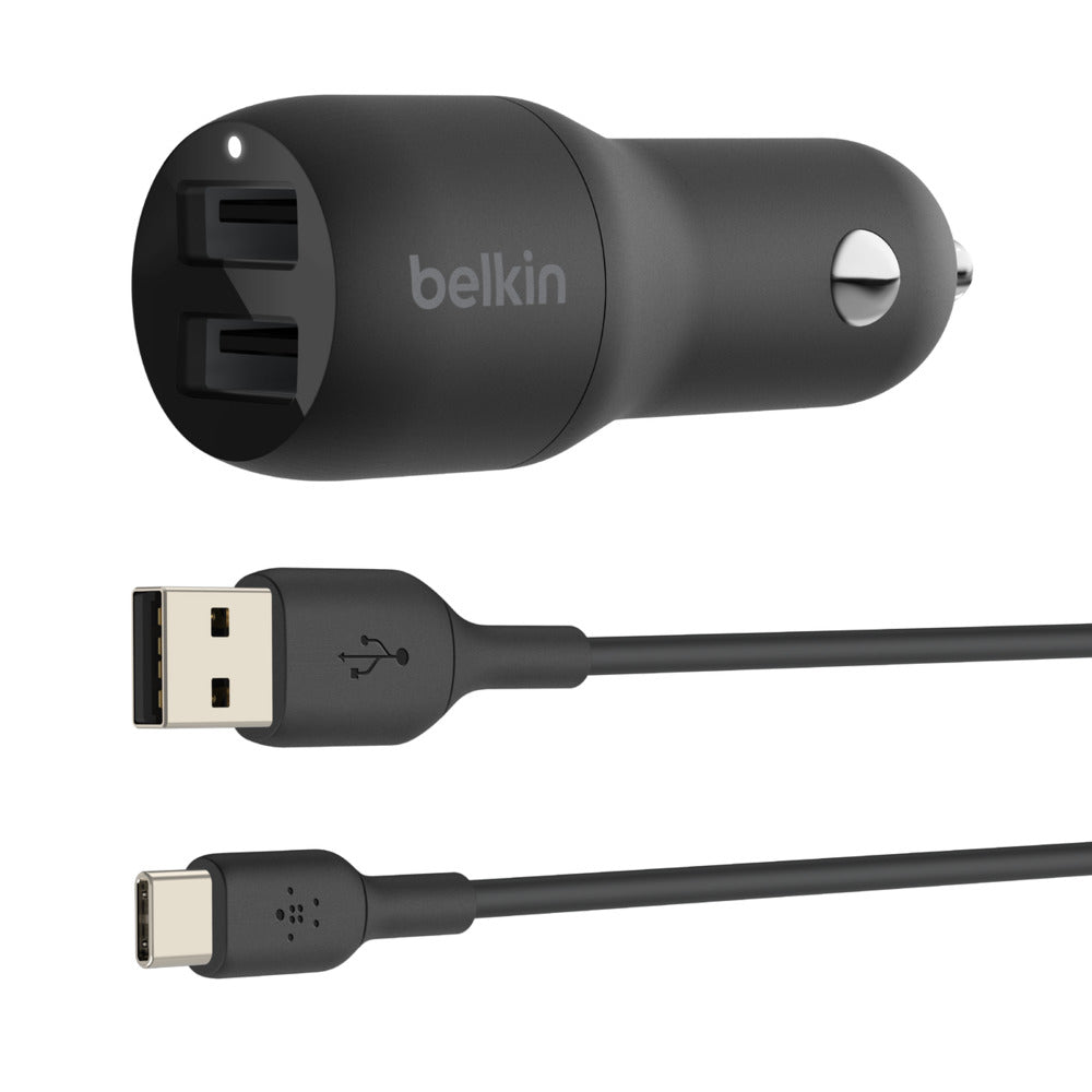 Belkin Ladegerät – 24 W, 2× USB-A, mit 1 m USB-C-Kabel