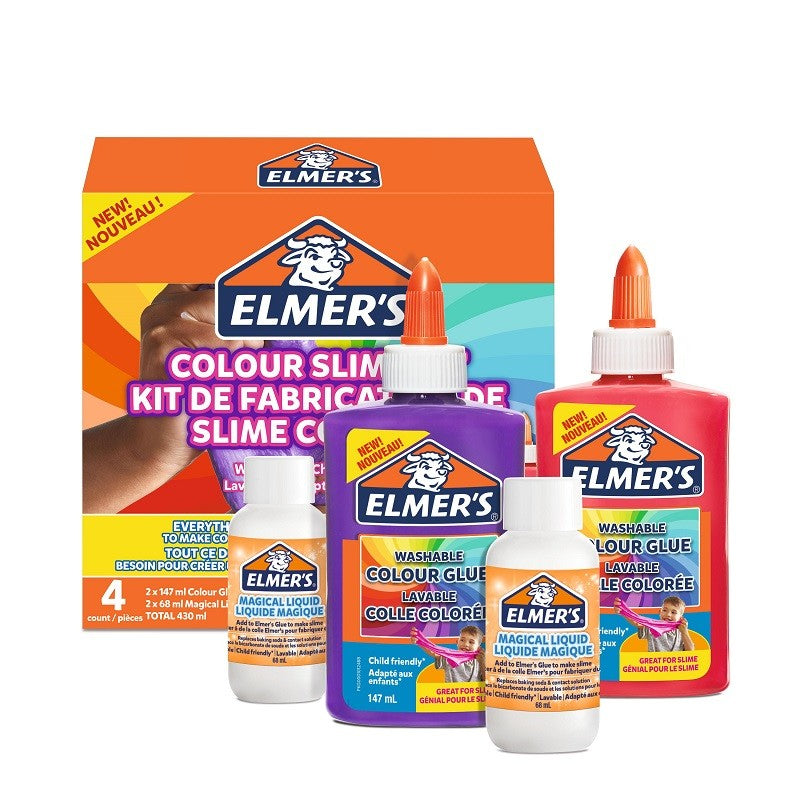 Elmer's Opaque Slime Kit – Slime-Set – 2 × 147 ml Kleber, 2 × 68 ml Magical Liquid – pink, violett